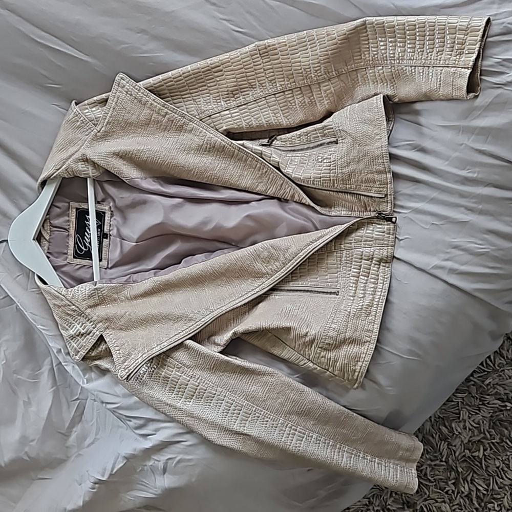 Guess Faux Leather Jacket Snakeskin